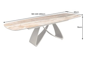 MASA DINING EXTENSIBILA INFINITY 180-220-260CM, REALIZATA DIN METAL SI BLAT DIN STICLA SI CERAMICA, CULOARE MARO/SAMPANIE - Img 9