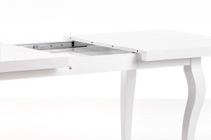 MASA DINING EXTENSIBILA MOZART, ALBA, 140/180 CM, BLAT DIN MDF SI PICIOARE DIN LEMN MASIV, STIL CLASIC - Img 7