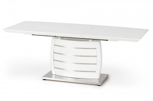 MASA DINING EXTENSIBILA ONYX, ALB/CROM, 160/200 CM, BLAT DIN MDF LACUIT SI PICIOR DIN METAL, STIL MODERN, HALMAR - Img 2