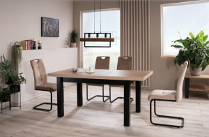 MASA DINING EXTENSIBILA PRESTO, 140/218 CM, STEJAR ARTISAN/NEGRU, DIN PAL LAMINAT, STIL MODERN - Img 3