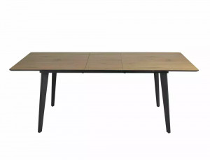 MASA DINING EXTENSIBILA RENE, 160/200 CM, STEJAR/NEGRU MAT, BLAT DIN MDF SI PICIOARE DIN METAL, STIL MODERN - Img 3