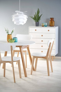 MASA DINING EXTENSIBILA RUBEN, STEJAR MIERE/ALB, 102/142 CM, BLAT DIN PAL SI PICIOARE DIN LEMN MASIV , STIL VINTAGE - Img 3