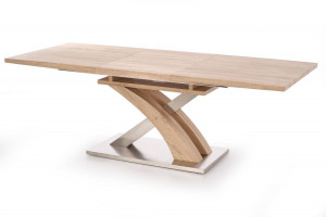 MASA DINING EXTENSIBILA SANDOR, STEJAR SONOMA/CROM, 160/220 CM, BLAT DIN MDF SI PICIOARE DIN METAL, STIL MODERN - Img 4