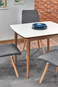 MASA DINING EXTENSIBILA STIL BARRET, ALB/STEJAR LEFKAS, 90/190 CM, BLAT DIN MDF SI PICIOARE DIN LEMN MASIV, STIL CLASIC - Img 4