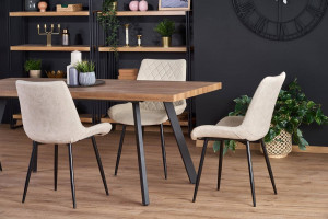 MASA DINING EXTENSIBILA STIL BERLIN, NUC/NEGRU, 140/180 CM, BLAT DIN MDF SI PICIOARE DIN METAL, STIL VINTAGE - Img 4