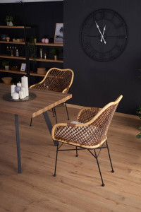 MASA DINING EXTENSIBILA STIL BERLIN, NUC/NEGRU, 160/220 CM, BLAT DIN MDF SI PICIOARE DIN METAL, STIL VINTAGE - Img 3