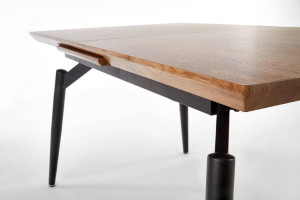 MASA DINING EXTENSIBILA STIL CAMBELL, STEJAR NATURAL/NEGRU, 140/180 CM, BLAT DIN MDF SI PICIOARE DIN METAL, STIL VINTAGE - Img 6