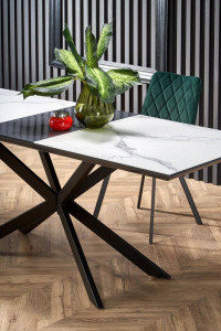 MASA DINING EXTENSIBILA STIL DIESEL, CU EFECT DE MARMURA ALBA/GRI INCHIS/NEGRU, 160/200 CM, DIN CERAMICA SI METAL, STIL MODERN - Img 8