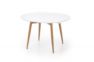 MASA DINING EXTENSIBILA STIL EDWARD, STEJAR MIERE/ALB, 120/200 CM, BLAT DIN MDF SI PICIOARE DIN METAL , STIL MODERN - Img 7