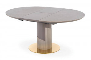 MASA DINING EXTENSIBILA STIL MUSCAT, CU EFECT DE MARMURA GRI DESCHIS/GRI/AURIU, 120/160 CM, DIN CERAMICA SI METAL, STIL MODERN - Img 8