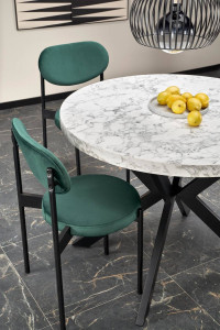 MASA DINING EXTENSIBILA STIL PERONI, CU EFECT DE MARMURA ALBA/NEGRU, 100/250 CM, DIN MDF SI METAL, STIL MODERN - Img 4