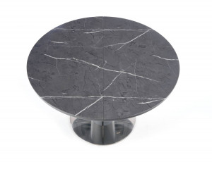 MASA DINING EXTENSIBILA STIL RICARDO, CU EFECT DE MARMURA GRI/GRI, 120/160 CM, DIN MDF, STICLA SI METAL, STIL MODERN - Img 5