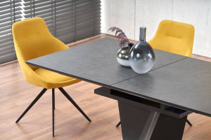 MASA DINING EXTENSIBILA STIL SALVADOR, GRI INCHIS/CROM, 160/200 CM, BLAT DIN STICLA, MDF SI PICIOARE DIN METAL, STIL MODERN - Img 3
