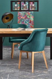 MASA DINING EXTENSIBILA STIL TIAGO, STEJAR CRAFT/NEGRU, 140/220 CM, BLAT DIN PAL SI PICIOARE DIN LEMN MASIV, STIL VINTAGE - Img 5