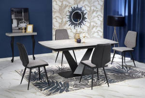 MASA DINING EXTENSIBILA STIL VINSTON, GRI/NEGRU, 180/230 CM, DIN MDF SI METAL, STIL MODERN - Img 2