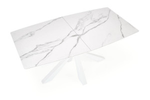 MASA DINING EXTENSIBILA STIL VIVALDI, CU EFECT DE MARMURA ALBA/ALB, 160/200 CM, DIN CERAMICA SI METAL, STIL MODERN - Img 8