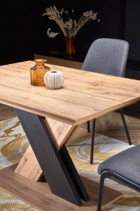 MASA DINING EXTENSIBILA STIL XARELTO, 130/175 CM, STEJAR WOTAN/NEGRU, DIN PAL LAMINAT, STIL MODERN - Img 6