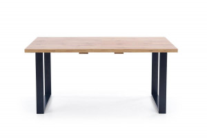 MASA DINING EXTENSIBILA VENOM, STEJAR WOTAN/NEGRU, 135/185 CM, BLAT DIN MDF LAMINAT SI PICIOARE DIN METAL, STIL VINTAGE - Img 7