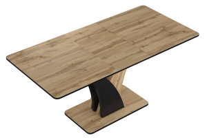 MASA DINING EXTENSIBILA VENTO, 120/160 CM, STEJAR ATISAN/NEGRU, DIN PAL LAMINAT, STIL MODERN - Img 4