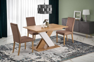 MASA DINING EXTENSIBILA XARELTO, STEJAR LANCELOT/ALB, 130/175 CM, DIN PAL MELAMINAT, STIL MODERN