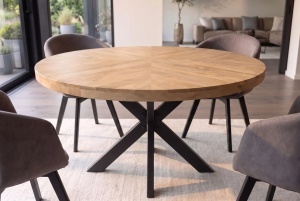 MASA DINING INFINITY HOME 120CM, 3 LOCURI, REALIZATA DIN METAL SI LEMN DE MANGO , CULOARE NATUR, INVICTA INTERIOR - Img 6