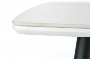 MASA DINING MARCO, CU EFECT DE MARMURA ALBA/NEGRU, 120 CM, BLAT DIN STICLA, MDF SI PICIOARE DIN METAL, STIL MODERN - Img 3
