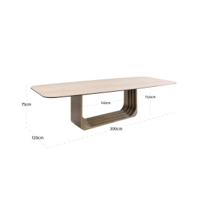 MASA DINING MAXFIELD 300cm, REALIZATA DIN METAL, STICLA SI CERAMICA, CULOARE BEJ, STIL MODERN, RICHMOND - Img 6