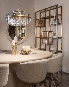 MASA DINING OVALA CLAYTON, 220 CM, BEJ, DIN MDF SI ECO PLASTER, RICHMOND INTERIORS - Img 9