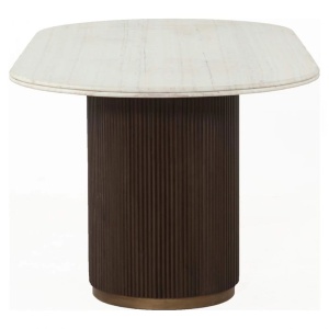 MASA DINING OVALA MAYFIELD, 210 CM, EFECT DE MARMURA ALBA/MARO, DIN MARMURA, LEMN SI METAL, RICHMOND INTERIORS - Img 3