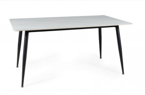 MASA DINING RION, 160 CM, EFECT DE MARMURA ALBA/NEGRU MAT, BLAT DIN CERAMICA SI PICIOARE DIN METAL, STIL MODERN - Img 4
