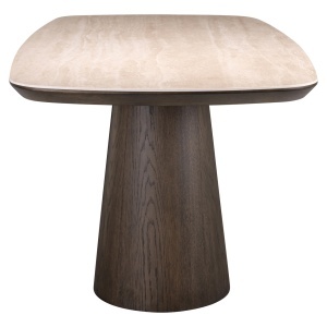 MASA DINING RITZ 200cm, REALIZATA DIN MDF, CERAMICA TRAVERTIN SI FURNIR DE STEJAR, CULOARE MARO/BEJ, STIL MODERN, RICHMOND - Img 2