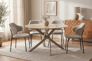 MASA DINING ROTUNDA, ALPINE 120CM, REALIZAT DIN CERAMICA SI METAL, CULOARE GRI SAMPANIE, INVICTA INTERIOR - Img 3