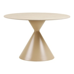 MASA DINING ROTUNDA ANNECY ø120x76 cm, REALIZATA DIN METAL, CERAMICA- TRAVERTIN, CULOARE BEJ/NISIPIU, HOUSE NORDIC - Img 3