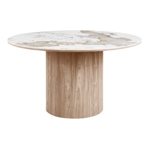 MASA DINING ROTUNDA ATHENS ø140x76 cm, REALIZATA DIN MDF, CERAMICA, CULOARE MARO/MARMURA, HOUSE NORDIC