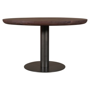 MASA DINING ROTUNDA BALDWIN 130cm, REALIZATA DIN LEMN DE MANGO SI METAL, CULOARE MARO, STIL MODERN