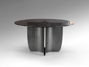 MASA DINING ROTUNDA, NIGHT 150CM, METAL SI STICLA, DESIGN MODERN, SCHULLER - Img 5