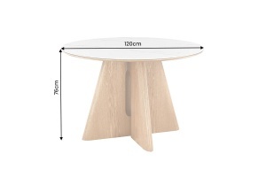 MASA DINING ROTUNDA ORGANIKO 120CM, REALIZATA DIN MATERIAL LEMNOS, FURNIR SI BLAT CERAMIC, CULOARE MARMURA ALBA/STEJAR, INVICTA INTERIOR - Img 4