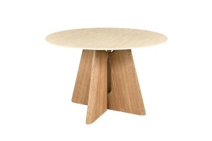 MASA DINING ROTUNDA ORGANIKO 120CM, REALIZATA DIN MATERIAL LEMNOS, FURNIR SI BLAT CERAMIC, CULOARE MARMURA BEJ/STEJAR, INVICTA INTERIOR
