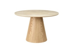 MASA DINING ROTUNDA UNIQUE 120CM, REALIZATA DIN MATERIAL LEMNOS, FURNIR SI BLAT CERAMIC, CULOARE MARMURA BEJ/STEJAR, INVICTA INTERIOR