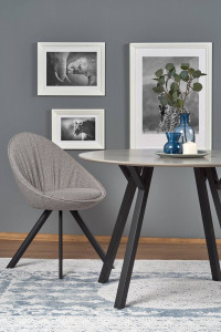MASA DINING STIL BALROG, GRI DESCHIS/NEGRU, 100 CM, BLAT DIN MDF LACUIT SI PICIOARE DIN METAL, STIL MODERN - Img 4
