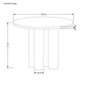 MASA DINING STIL ELEFANTE, STEJAR NATURAL, 120 CM, DIN MDF SI FURNIR NATURAL, STIL MODERN - Img 7