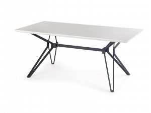 MASA DINING STIL PASCAL, ALB/NEGRU, 160 CM, BLAT DIN MDF LACUIT SI PICIOARE DIN METAL, STIL MODERN - Img 2