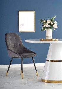 MASA DINING STIL VEGAS, ALB/AURIU, 120 CM, BLAT DIN MDF SI PICIOR DIN METAL, STIL MODERN - Img 5