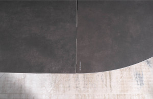 MASA EXTENSIBILA, 120/160 CM, GRI INCHIS/NEGRU MAT, DIN STICLA SECURIZATA, CERAMICA SI METAL, STIL MODERN - Img 7