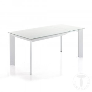 MASA EXTENSIBILA 120/170CM, BLADE 120 ALB, COD 2439, STIL MODERN, REALIZATA DIN METAL SI STICLA - Img 3