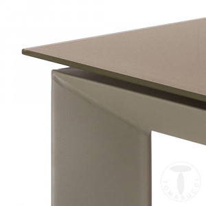 MASA EXTENSIBILA 120/170CM, BLADE 120 GRI, COD 2438, STIL MODERN, REALIZATA DIN METAL SI STICLA - Img 1
