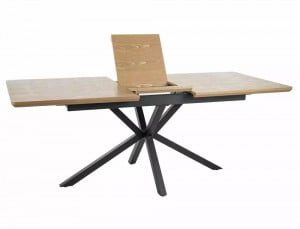 MASA EXTENSIBILA 160/200 CM, STEJAR/NEGRU MAT, BLAT DIN MDF SI PICIOARE DIN METAL, STIL MODERN - Img 5