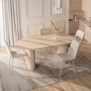 MASA EXTENSIBILA 180-220CM, ARTIM MEBLE, REALIZATA DIN MDF, CULOARE TRAVERTIN, STIL MODERN - Img 4