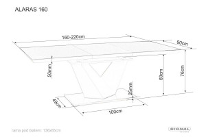 MASA EXTENSIBILA ALARAS III, ALB/CROM, 160/220 CM, DIN STICLA SECURIZATA, MDF SI METAL, STIL MODERN - Img 8