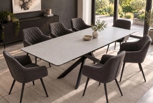 MASA EXTENSIBILA ALPINE 160-200CM, REALIZATA DIN METAL SI BLAT MDF SI CERAMICA, DE CULOARE GRI TAUPE - Img 8